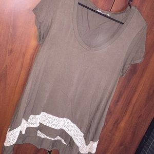 MILITARY GREEN  short sleeved too with lace detail